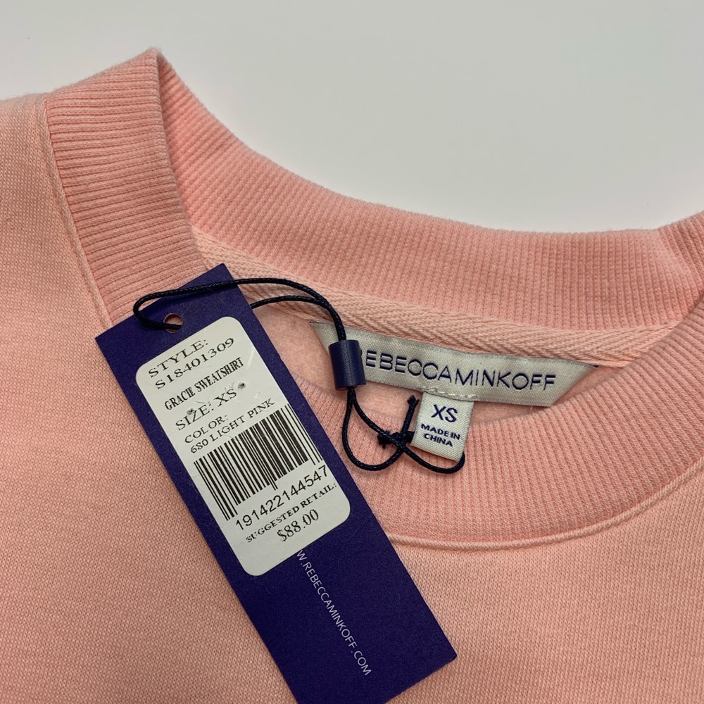 Rebecca Minkoff Gracie Pink Ruffle Sweatshirt NWT - Picture 6 of 7